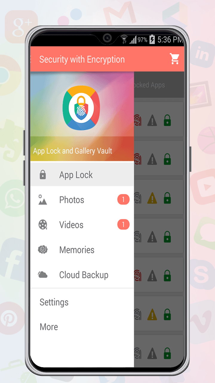 App Lock and Gallery Vault main menu artwork